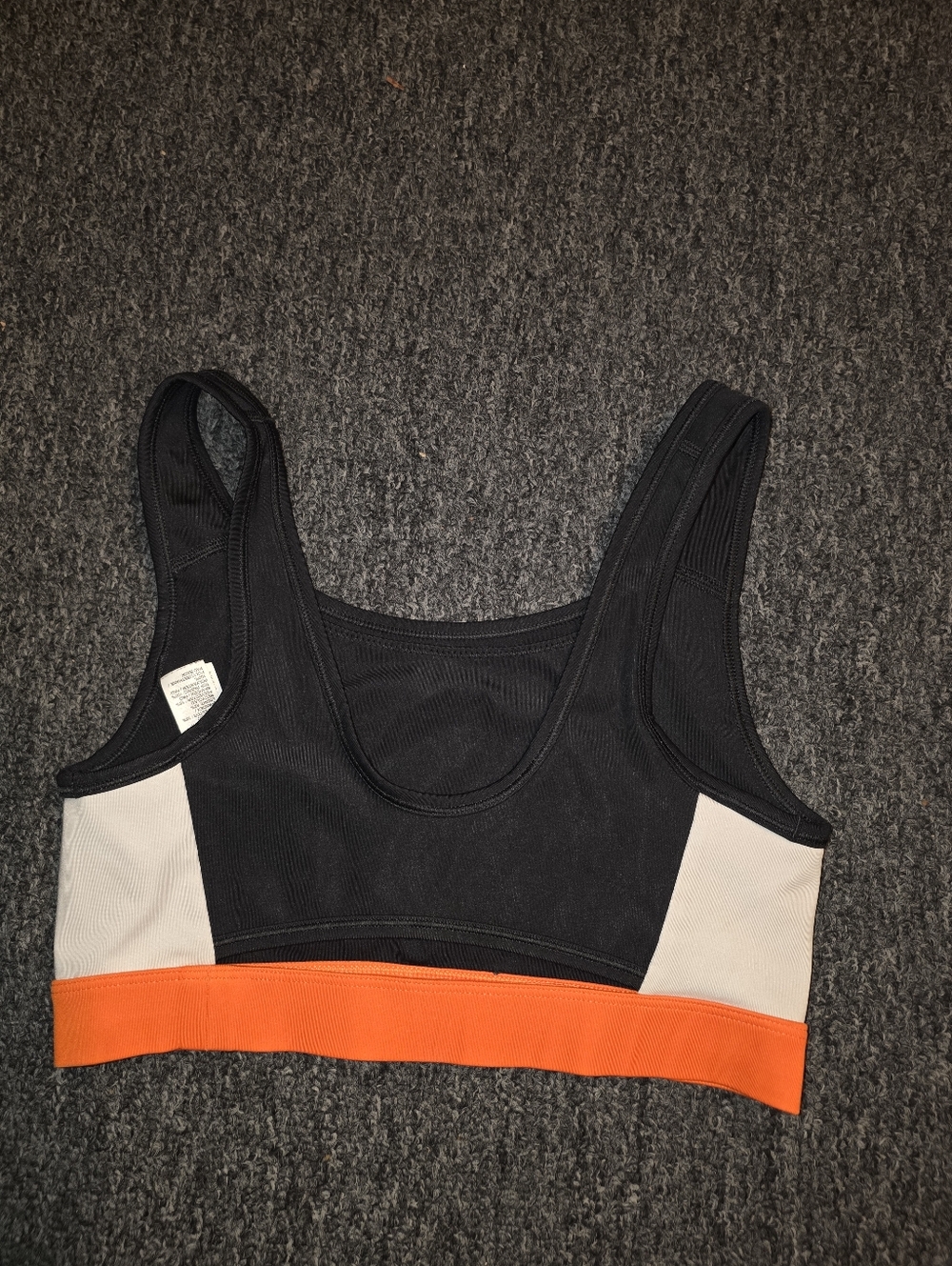 Nike Black & Orange Sports Bra with White Swoosh - Picture 3 of 3